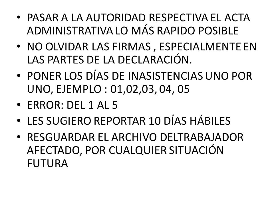 que pasa cuando te levantan un acta administrativa